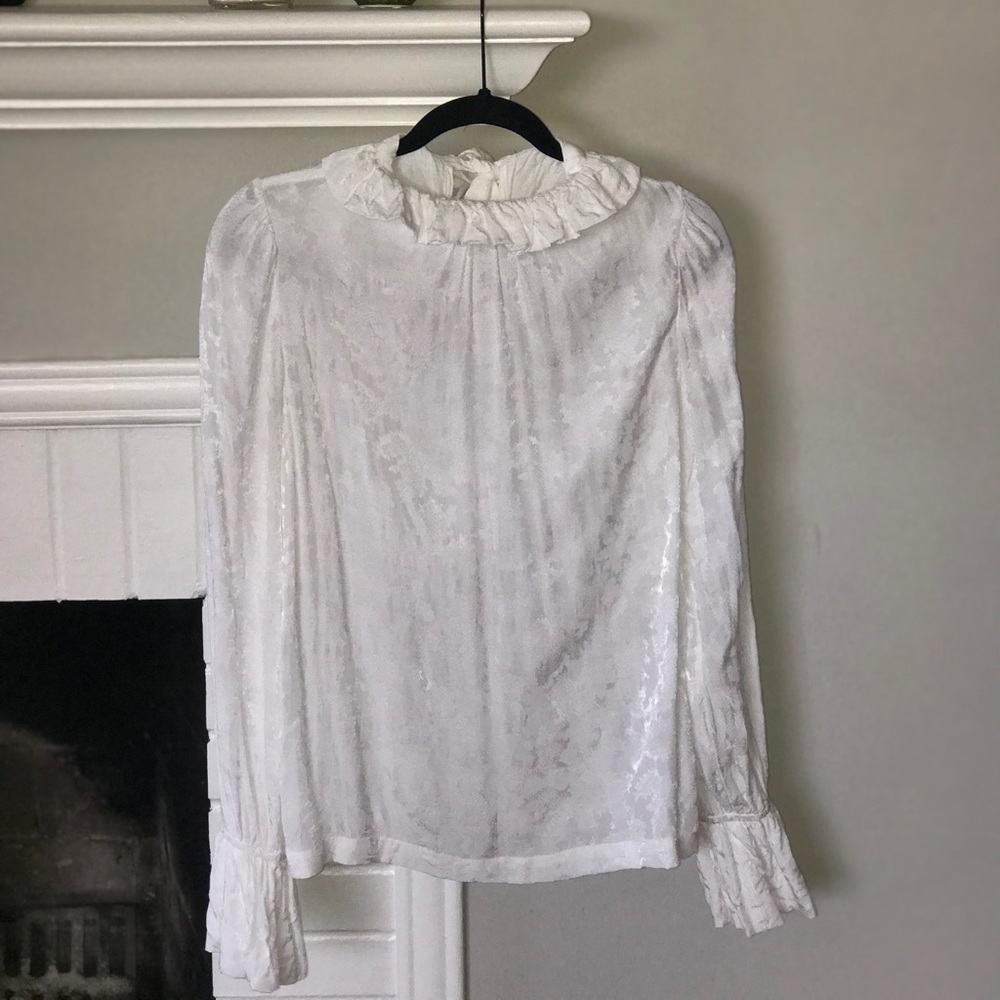 TopShop snakeskin top with ruffled collar/sleeves